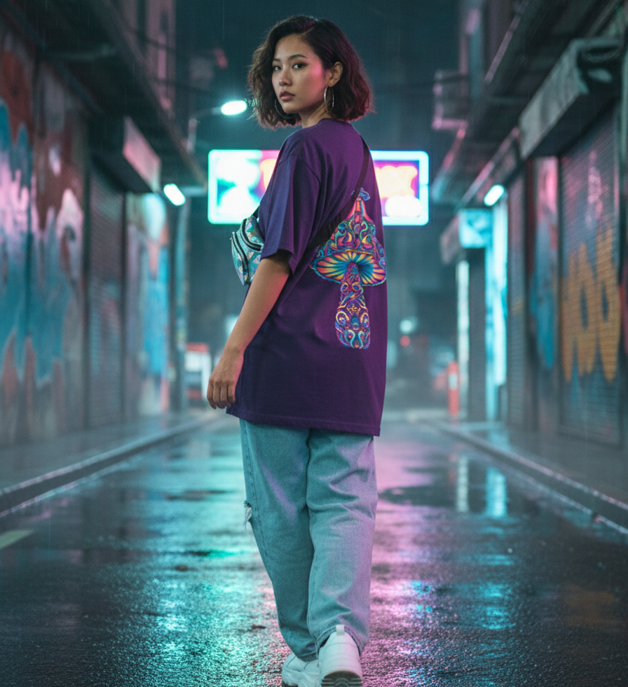 "ALIEN ATTACK" Classic Oversized Graphic Printed T-shirt