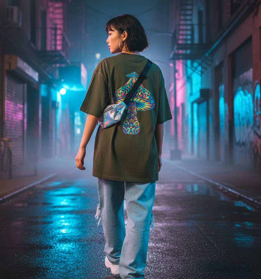 "ALIEN ATTACK" Classic Oversized Graphic Printed T-shirt