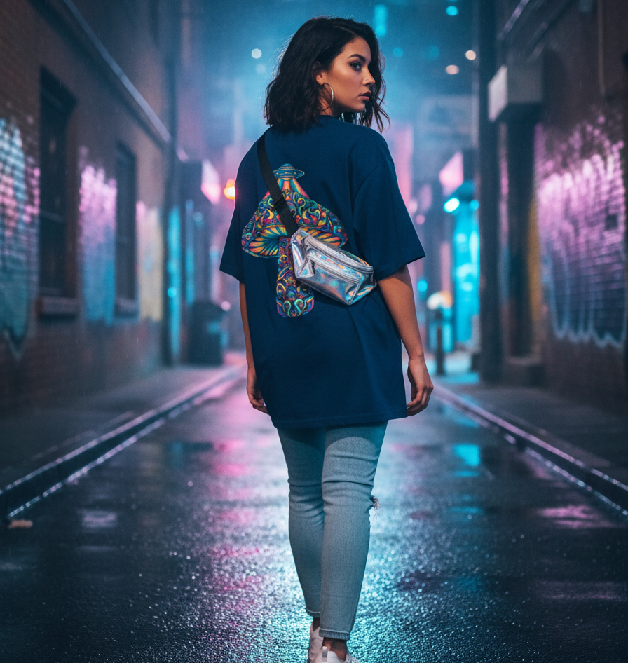 "ALIEN ATTACK" Classic Oversized Graphic Printed T-shirt