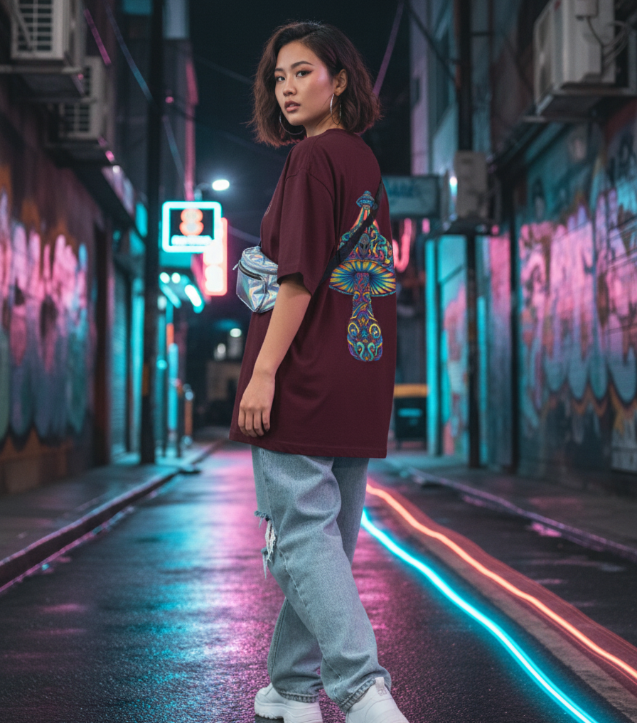 "ALIEN ATTACK" Classic Oversized Graphic Printed T-shirt