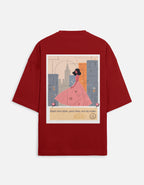 "DOWN TOWN " Terry Oversized Graphic Printed T-shirt