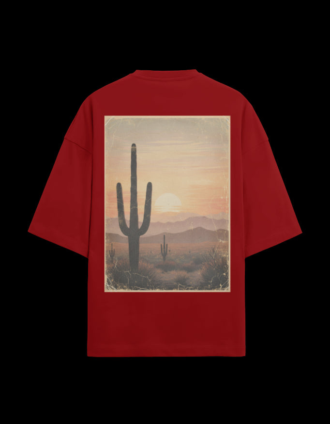 "CACTUS "  Terry Oversized Graphic Printed T-shirt