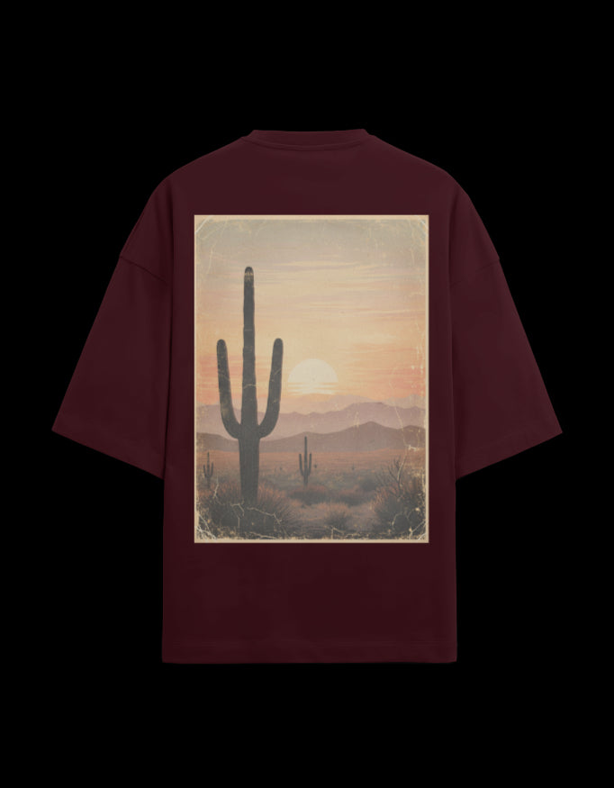 "CACTUS "  Terry Oversized Graphic Printed T-shirt