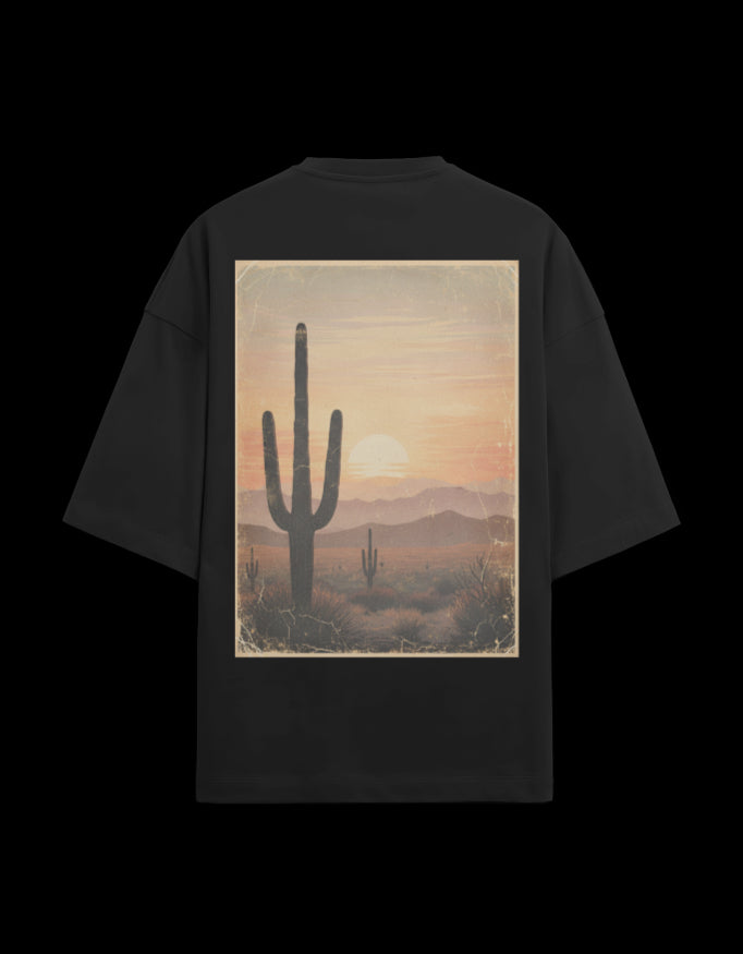 "CACTUS "  Terry Oversized Graphic Printed T-shirt