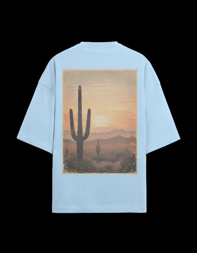 "CACTUS "  Terry Oversized Graphic Printed T-shirt
