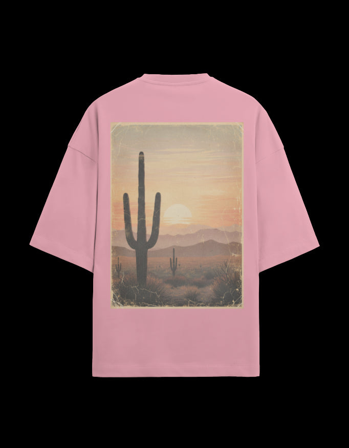 "CACTUS "  Terry Oversized Graphic Printed T-shirt