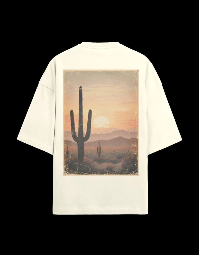 "CACTUS "  Terry Oversized Graphic Printed T-shirt