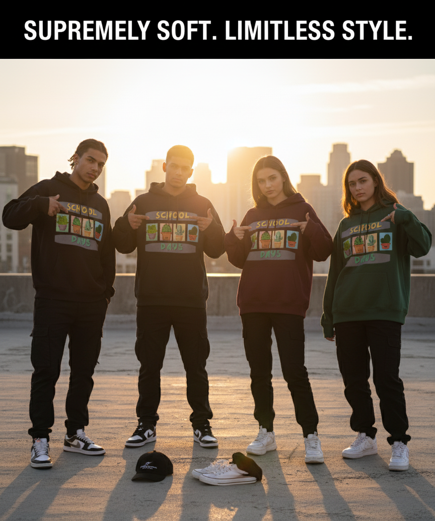 "SCHOOL DAYS"  Oversized Graphic Printed Hoodies