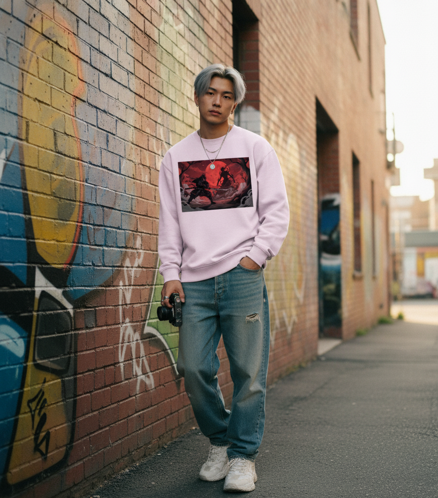 "SHAMURAI FIGHT"  Oversized Graphic Printed Sweatshirt
