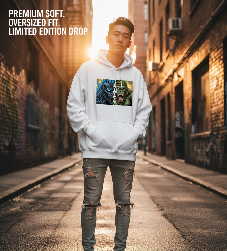"TITAN CLASH" Oversized Graphic Printed Hoodies
