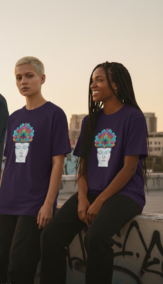 "MIND BLOOM " Round Neck Classic Graphic Printed T-shirt