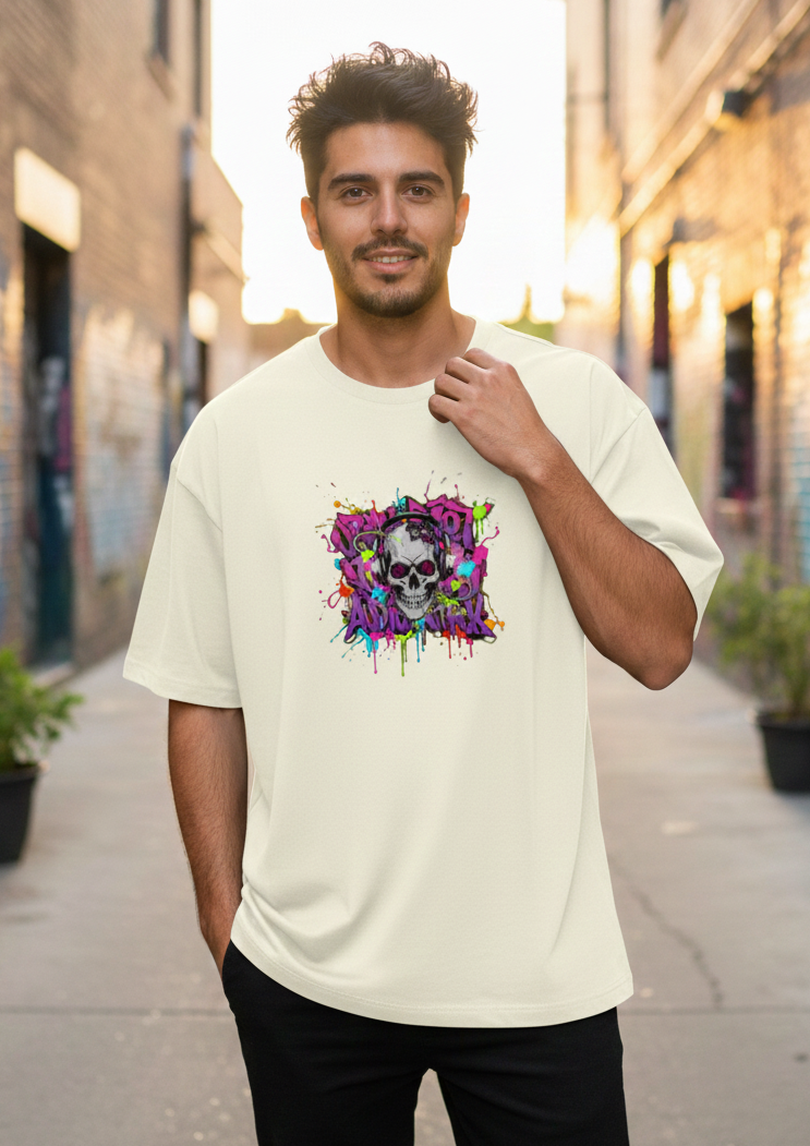 "SKELETON" Classic Oversized Graphic Printed T-shirt