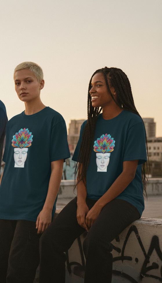 "MIND BLOOM " Round Neck Classic Graphic Printed T-shirt