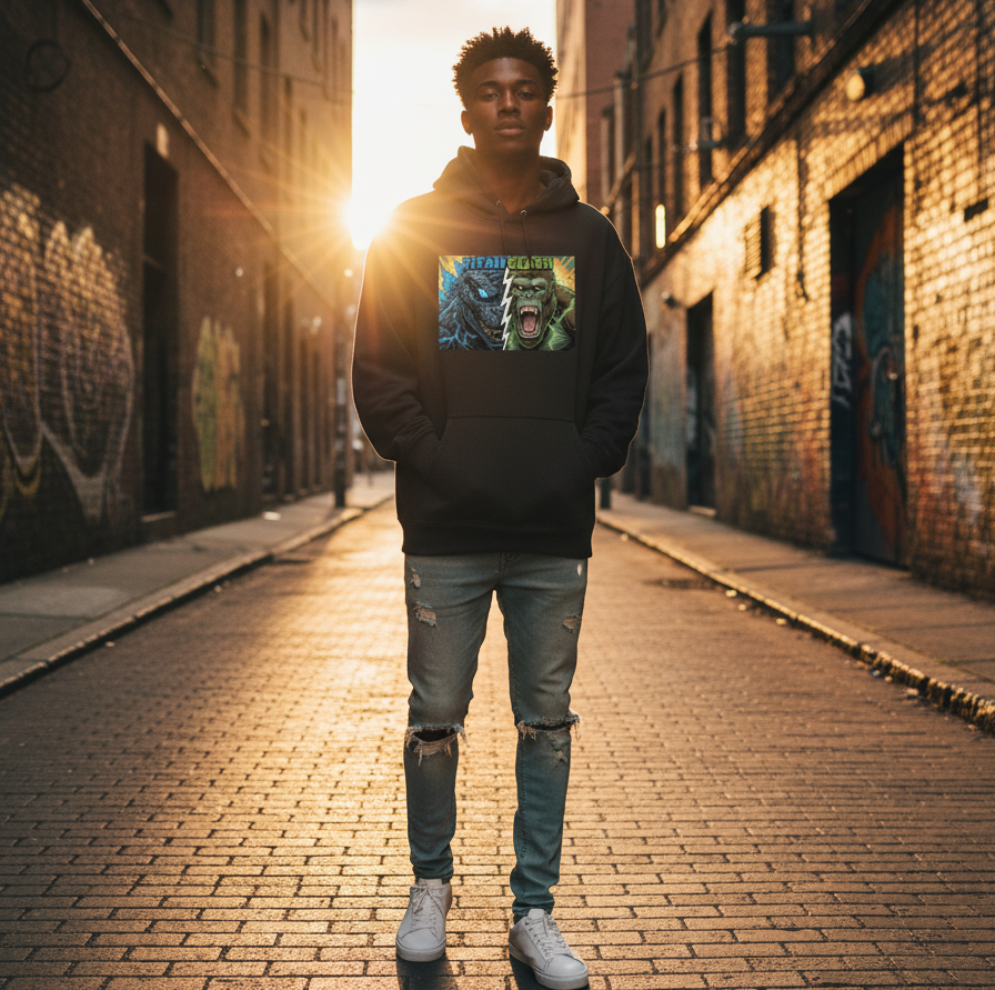 "TITAN CLASH" Oversized Graphic Printed Hoodies