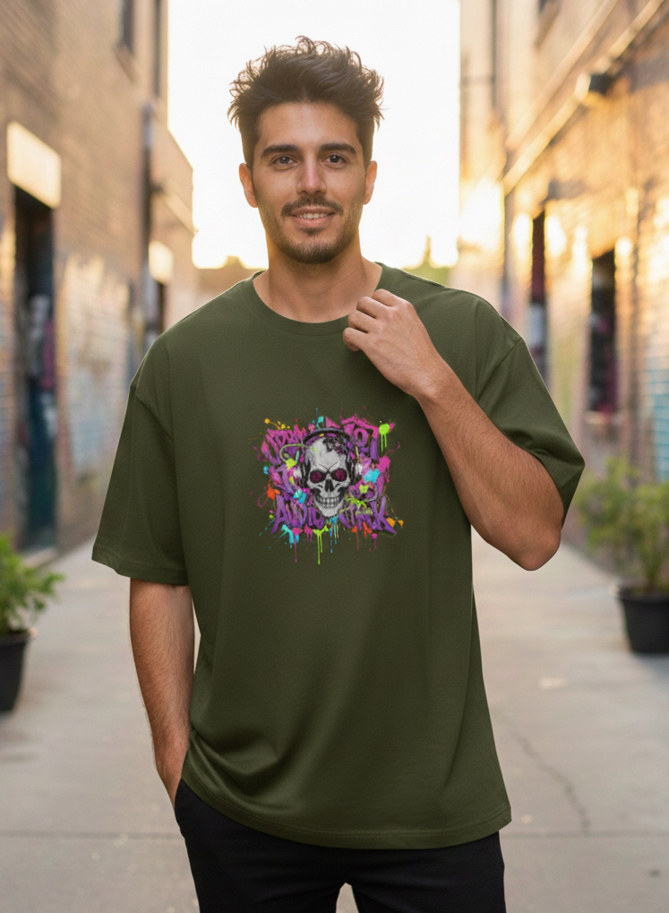 "SKELETON" Classic Oversized Graphic Printed T-shirt