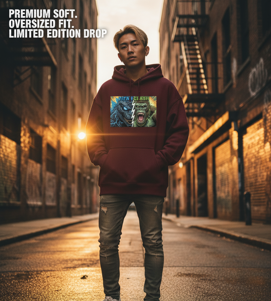 "TITAN CLASH" Oversized Graphic Printed Hoodies