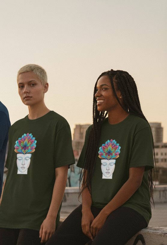 "MIND BLOOM " Round Neck Classic Graphic Printed T-shirt