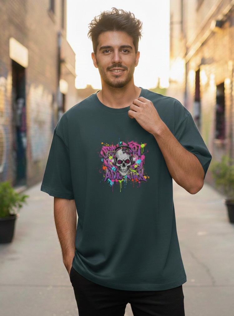 "SKELETON" Classic Oversized Graphic Printed T-shirt