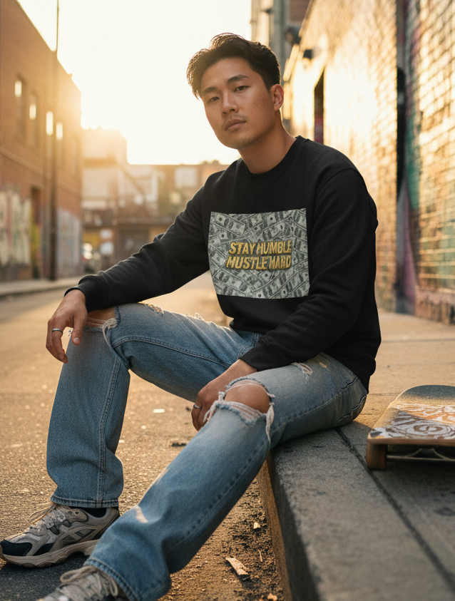 "STAY HUMBLE HUSTLE HARD" Classic Premium Graphic Printed Sweatshirt