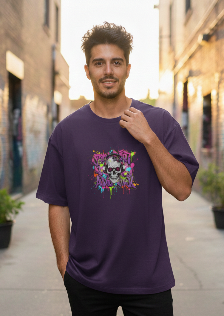 "SKELETON" Classic Oversized Graphic Printed T-shirt