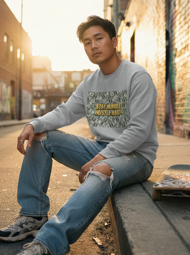 "STAY HUMBLE HUSTLE HARD" Classic Premium Graphic Printed Sweatshirt