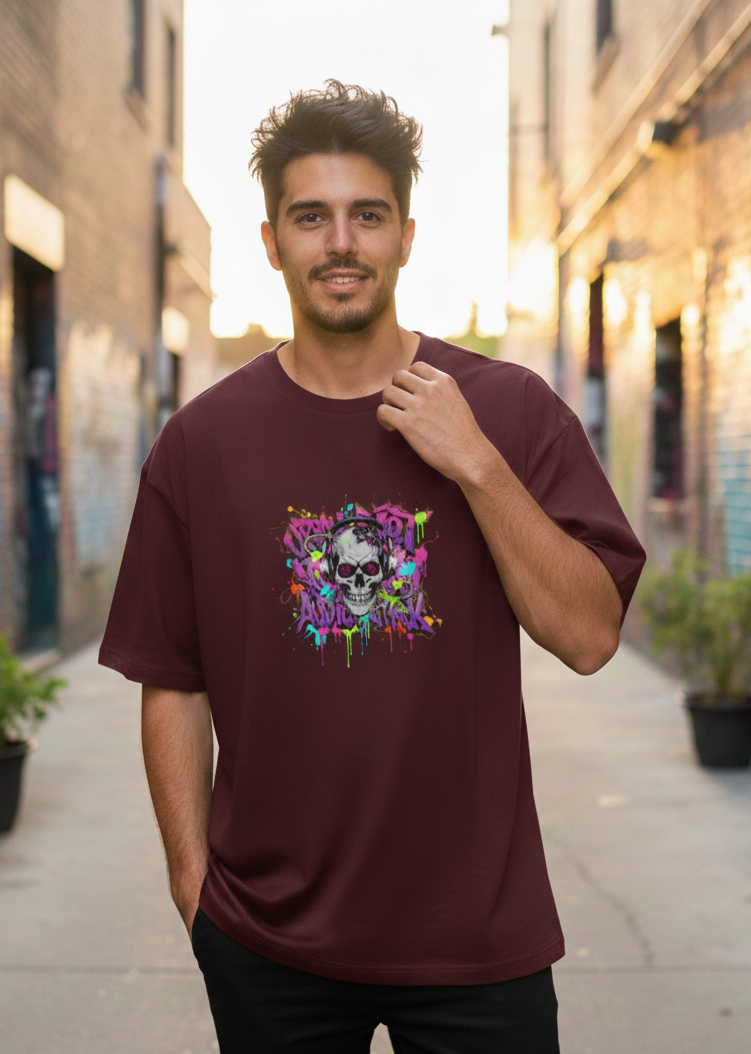 "SKELETON" Classic Oversized Graphic Printed T-shirt