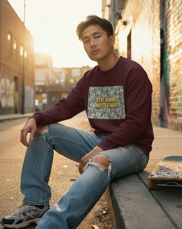 "STAY HUMBLE HUSTLE HARD" Classic Premium Graphic Printed Sweatshirt