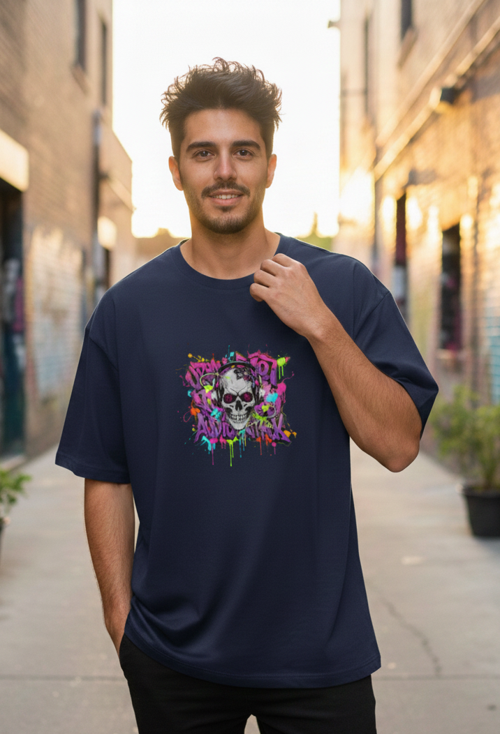 "SKELETON" Classic Oversized Graphic Printed T-shirt