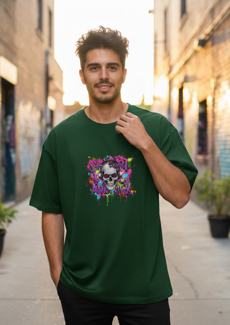 "SKELETON" Classic Oversized Graphic Printed T-shirt