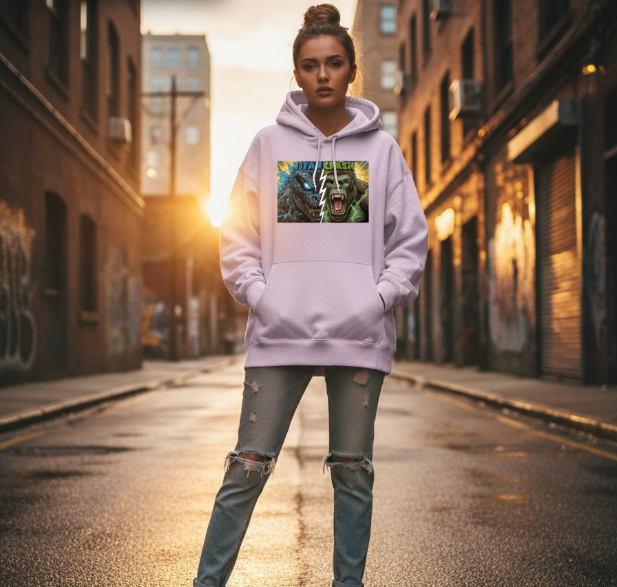 "TITAN CLASH" Oversized Graphic Printed Hoodies