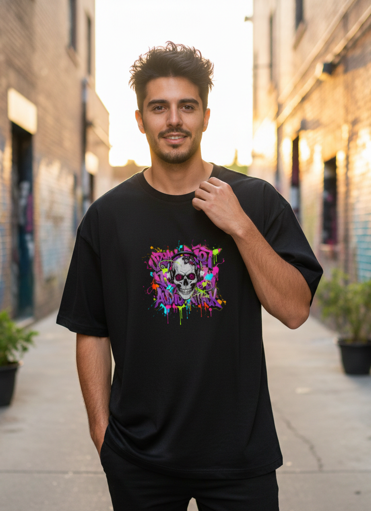 "SKELETON" Classic Oversized Graphic Printed T-shirt
