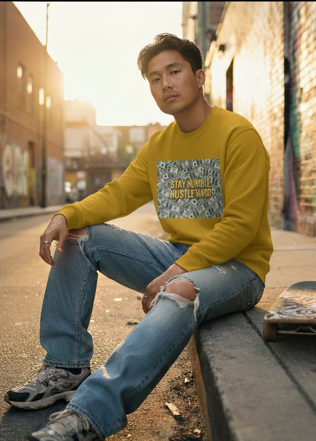 "STAY HUMBLE HUSTLE HARD" Classic Premium Graphic Printed Sweatshirt