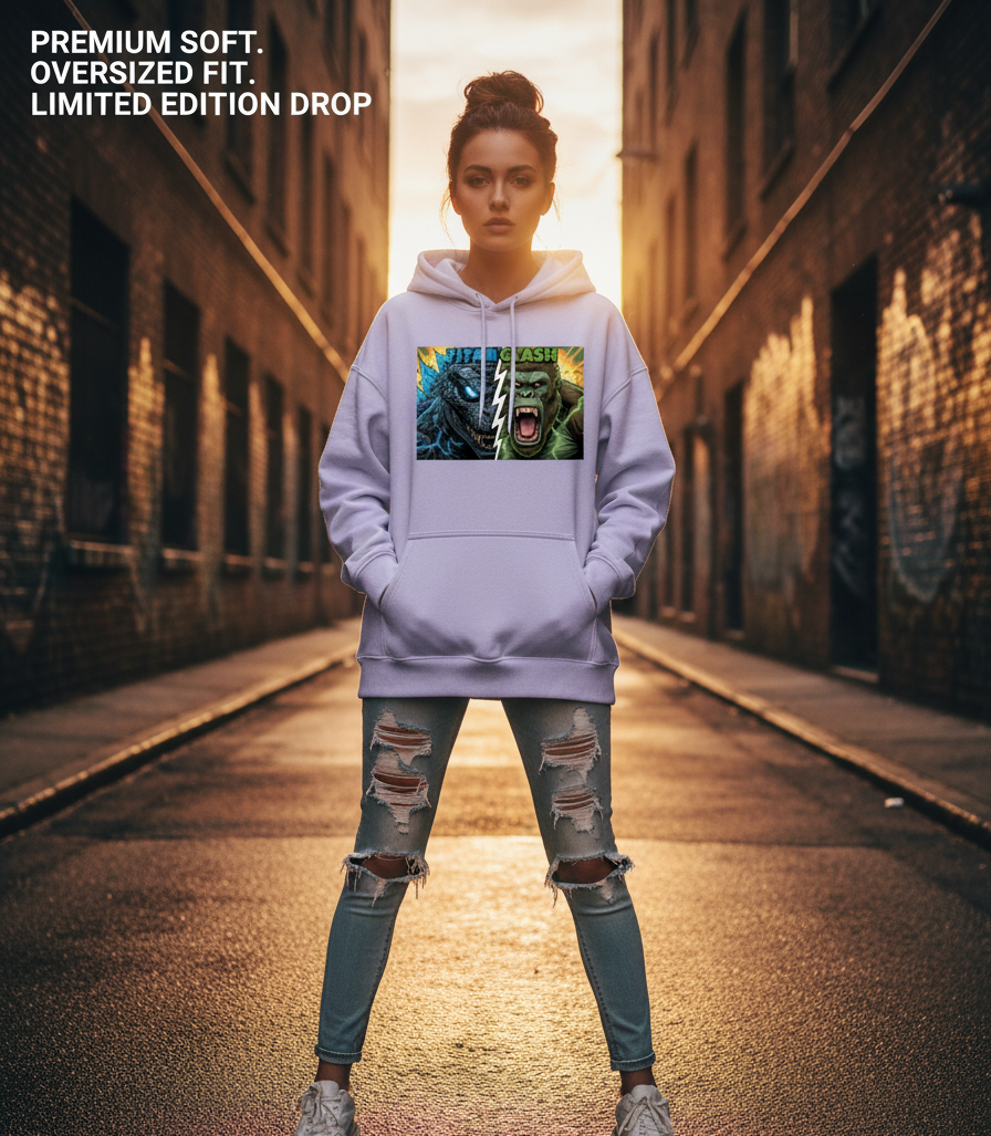 "TITAN CLASH" Oversized Graphic Printed Hoodies