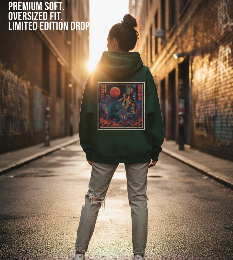 "TITAN CLASH" Oversized Graphic Printed Hoodies