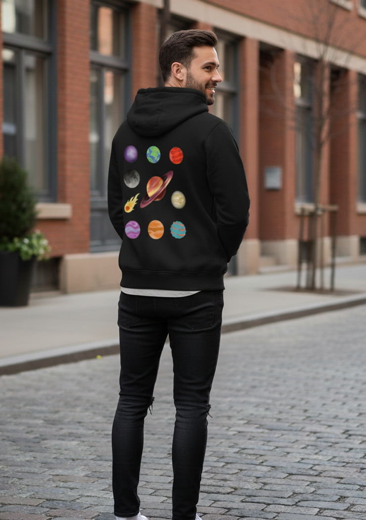 "COSMOS" Graphic Printed Zip Hoodie