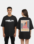 "DOWN TOWN " Terry Oversized Graphic Printed T-shirt