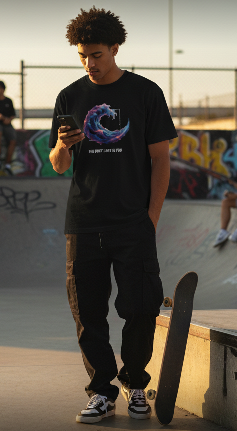 "ONLY LIMIT YOU " Round Neck Graphic Printed T-shirt