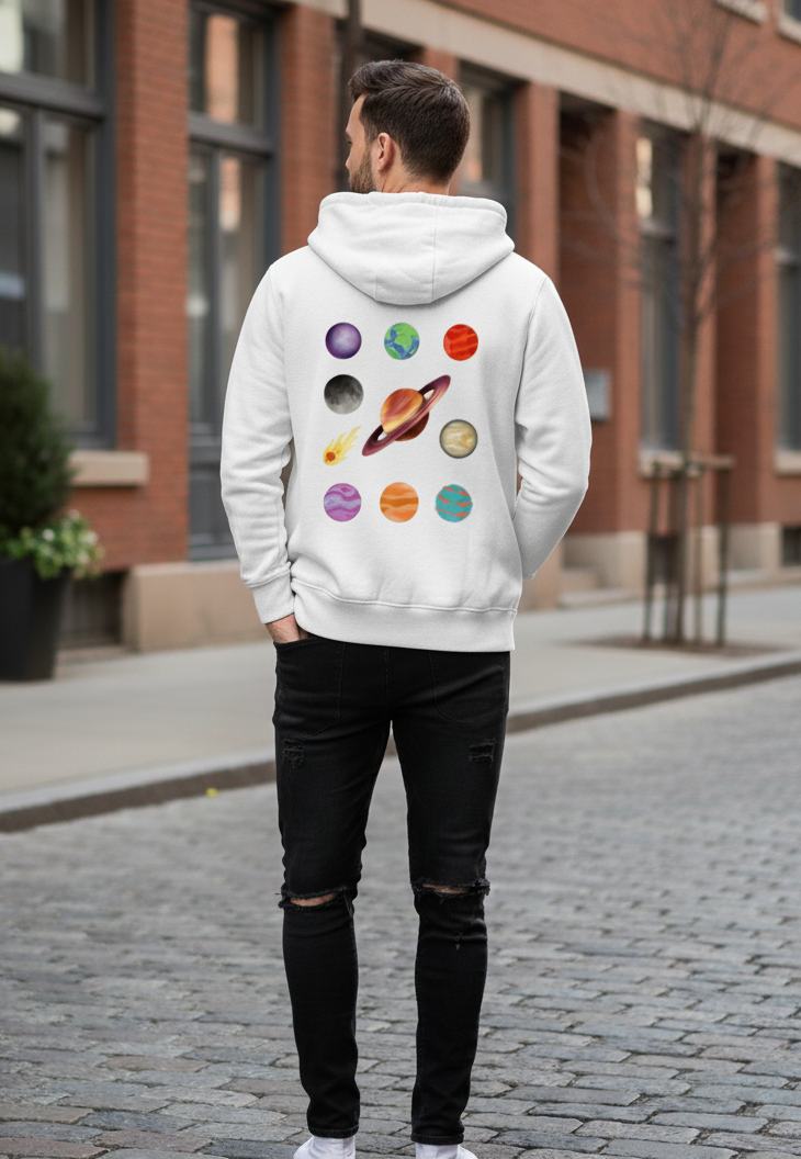 "COSMOS" Graphic Printed Zip Hoodie