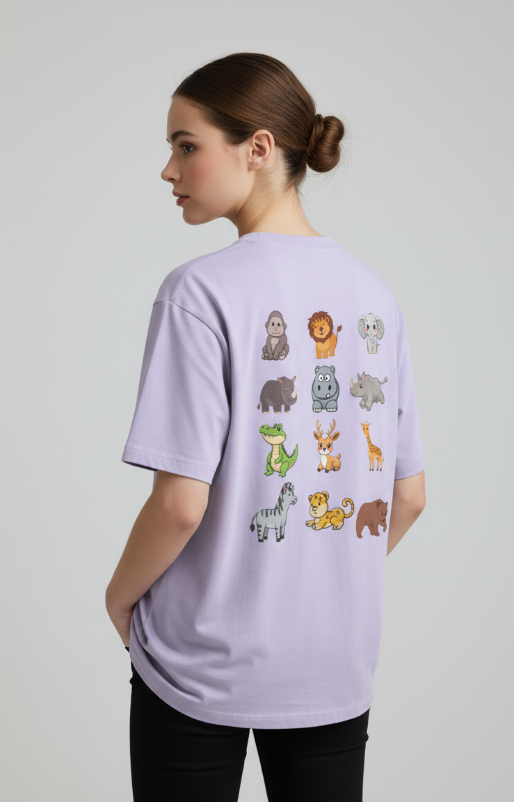 "WILD LIFE" Classic Oversized Graphic Printed T-shirt