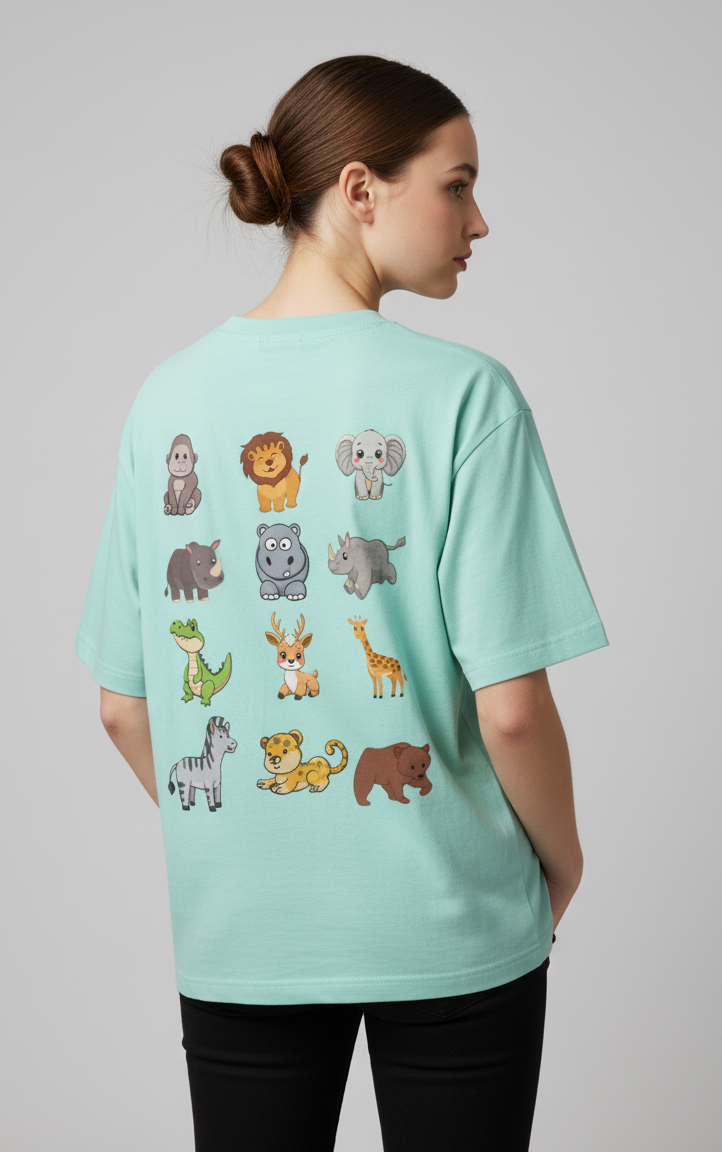 "WILD LIFE" Classic Oversized Graphic Printed T-shirt