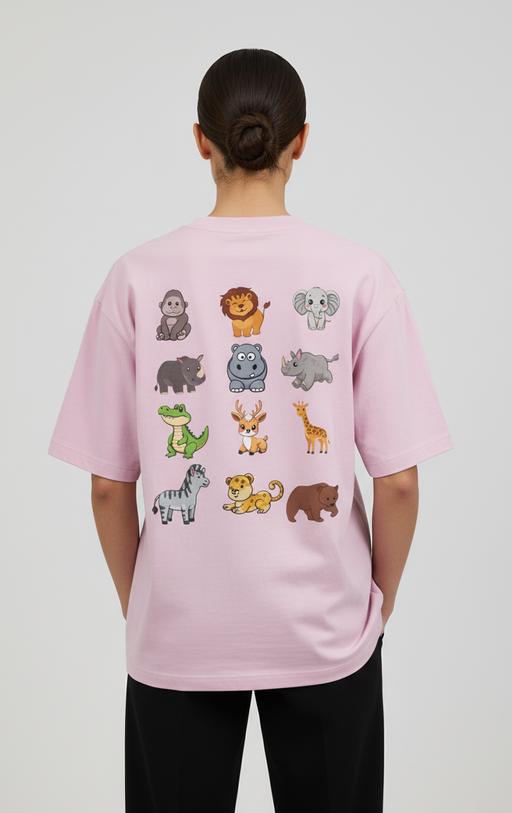 "WILD LIFE" Classic Oversized Graphic Printed T-shirt