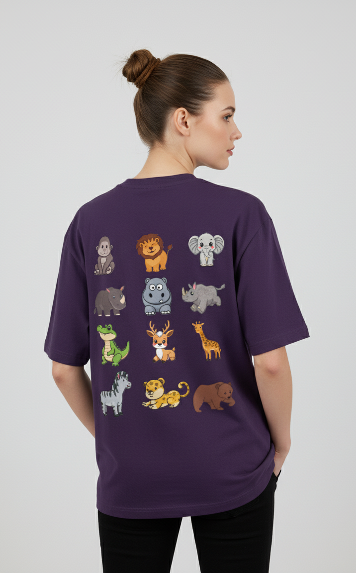 "WILD LIFE" Classic Oversized Graphic Printed T-shirt