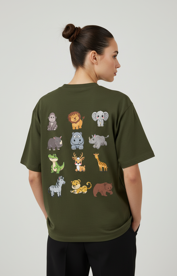 "WILD LIFE" Classic Oversized Graphic Printed T-shirt