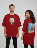 "THINK BIG " Terry Oversized Graphic Printed T-shirt