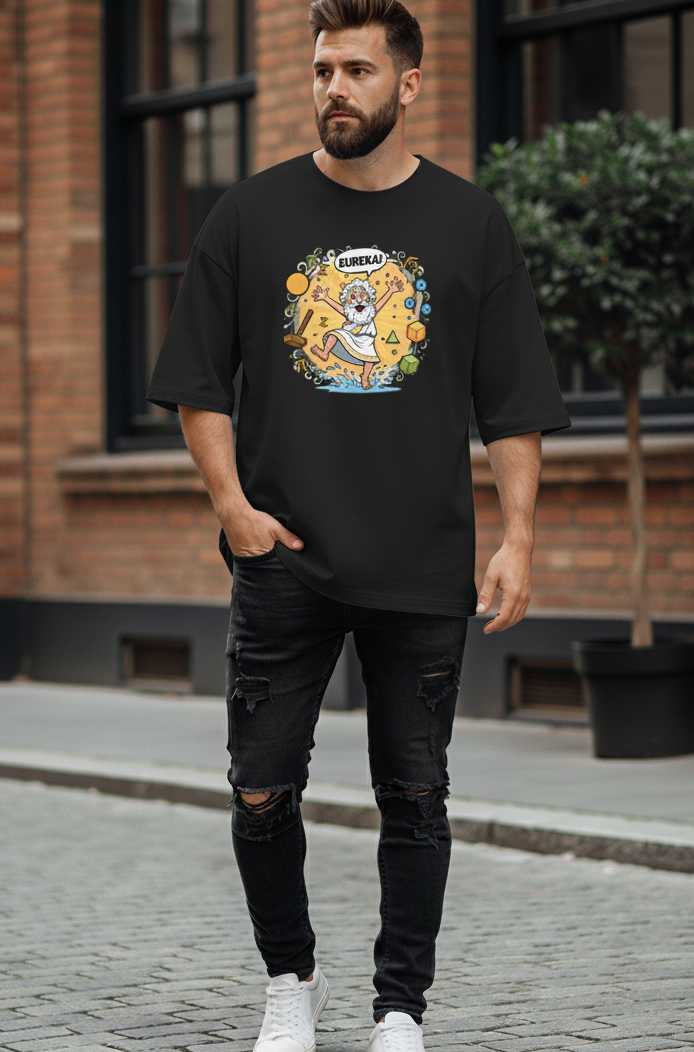 "GREAT MATHEMATICIAN" Terry Oversized Graphic Printed T-shirt