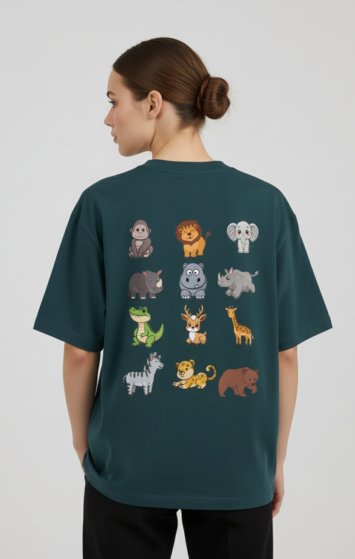 "WILD LIFE" Classic Oversized Graphic Printed T-shirt