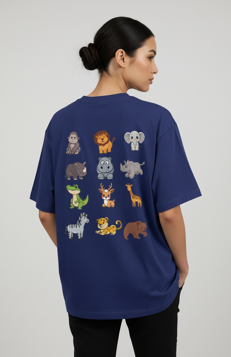 "WILD LIFE" Classic Oversized Graphic Printed T-shirt