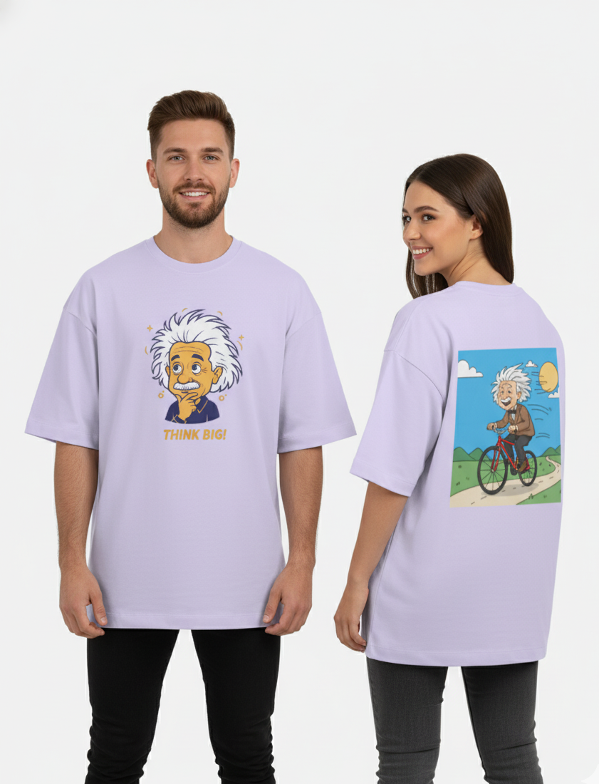 "THINK BIG " Terry Oversized Graphic Printed T-shirt