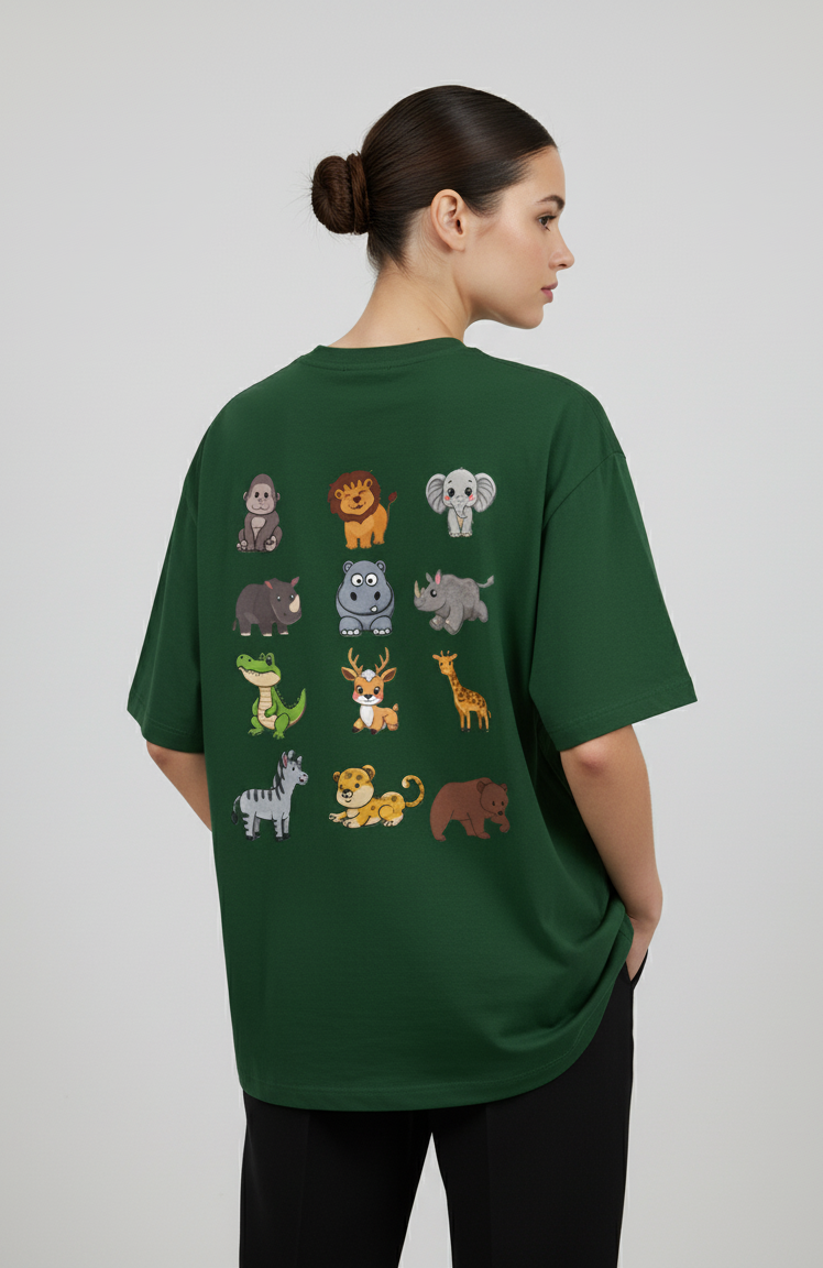 "WILD LIFE" Classic Oversized Graphic Printed T-shirt