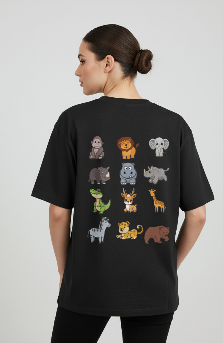 "WILD LIFE" Classic Oversized Graphic Printed T-shirt